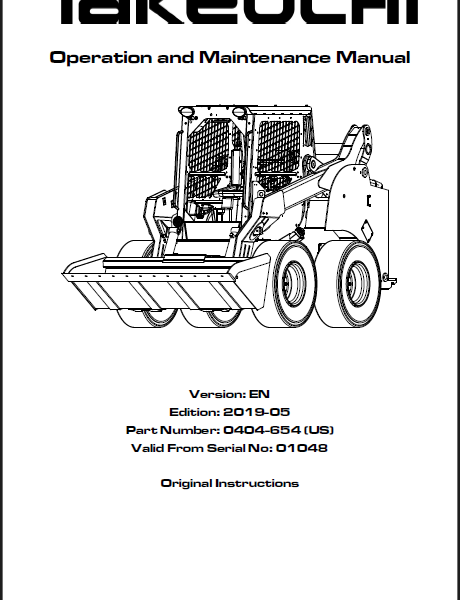 Takeuchi TS80V2 Operation and Maintenance Manual (0404-654)