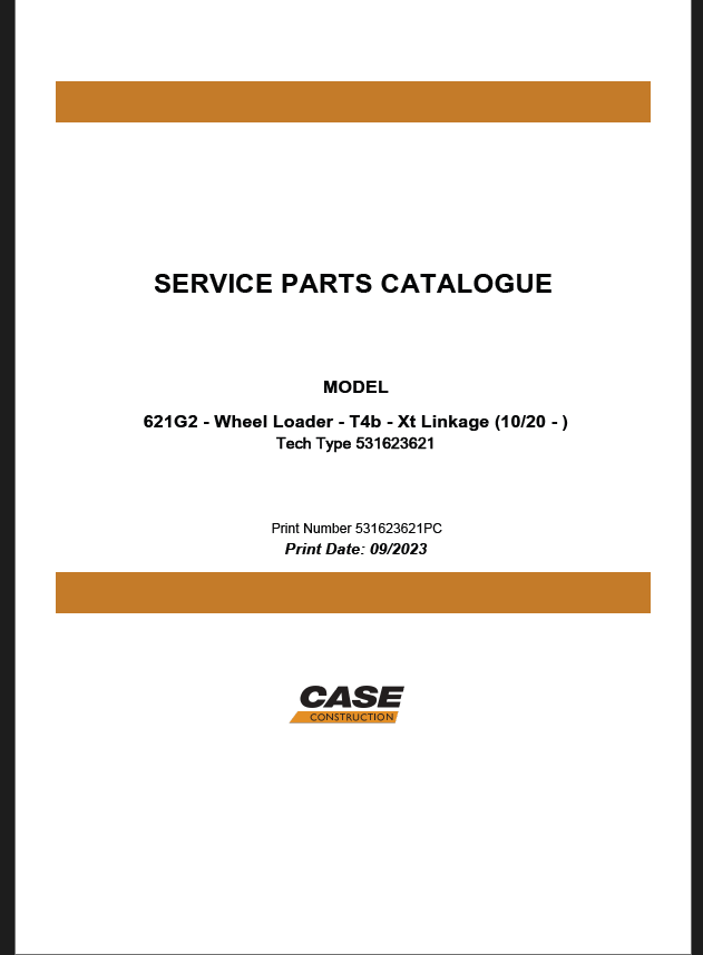 Case 621G2 Wheel Loader Service Parts Catalogue (531623621PC) (September 2023)