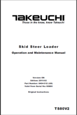 Takeuchi TS80V2 Skid Steer Loader Operation and Maintenance Manual (0404-512)