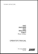 Case 836C, 836CAWD, 856C, 856CAWD Stage V Motor Grader Operators Manual (90436968) (January 2021)