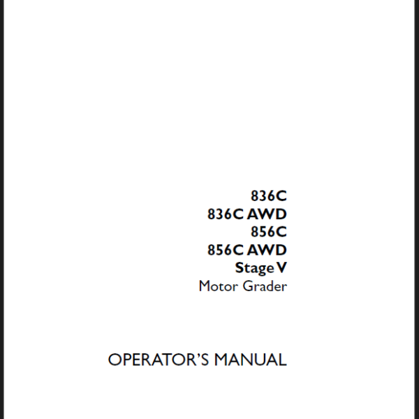 Case 836C, 836CAWD, 856C, 856CAWD Stage V Motor Grader Operators Manual (90436968) (January 2021)