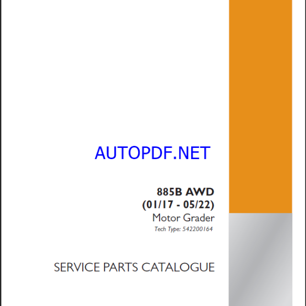 Case 885B AWD Motor Grader Service Parts Catalogue (542200164PC) (April 2025)