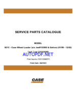 Case 921C Wheel Loader Service Parts Catalogue (530100069PC) (April 2023)