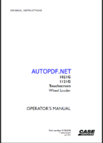 Case 1021G, 1121G Touchscreen Wheel Loader Operators Manual (91762294) (July 2022)