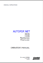 Case 1021G, 1121G Touchscreen Wheel Loader Operators Manual (92258966) (June 2024)