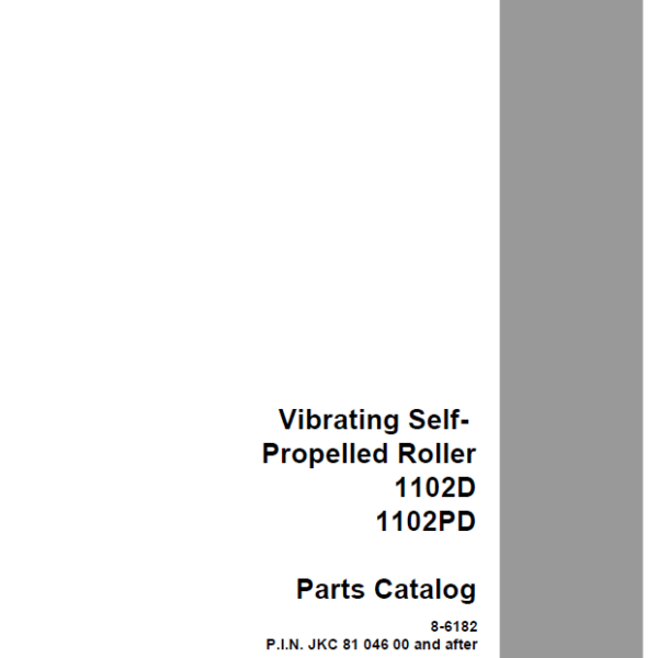 Case 1102D, 1102PD Vibrating Self Propelled Roller Parts Catalog (8-6182)