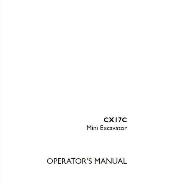 Case CX17C Mini Excavator Operators Manual (92073197) (April 2023)
