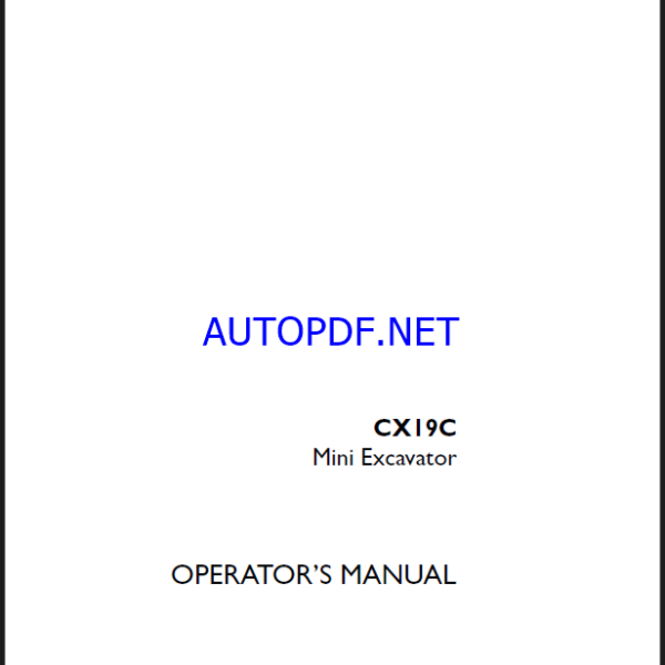 Case CX19C Mini Excavator Operators Manual (92073199) (May 2023)