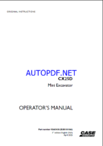 Case CX25D Mini Excavator Operators Manual (92665420) (April 2025)