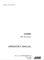 Case CX25EV Mini Excavator Operators Manual (92254774) (April 2024)