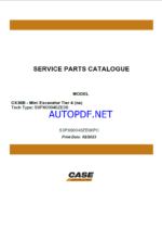 Case CX36B Tier 4 NA Mini Excavator Service Parts Catalogue (S3PX00040ZE06PC)