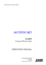 Case CL36EV Compact Wheel Loader Operators Manual (92272253) (June 2024)