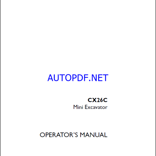 Case CX26C Mini Excavator Operators Manual (92073423) (June 2023)