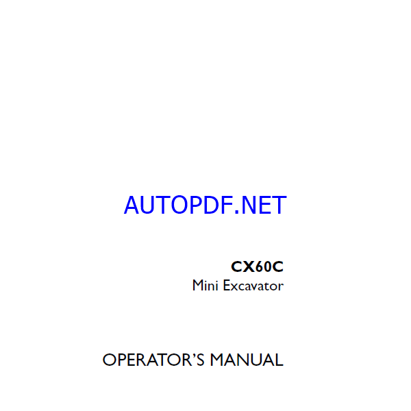Case CX60C Mini Excavator Operators Manual (90436689) (January 2021)