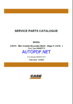 Case CX37C Stage 5 Mini Crawler Excavator Service Parts Catalogue (698493712PC) (November 2023)
