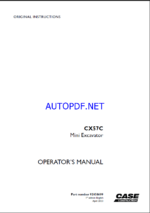 Case CX57C Mini Excavator Operators Manual (92038699) (April 2023)