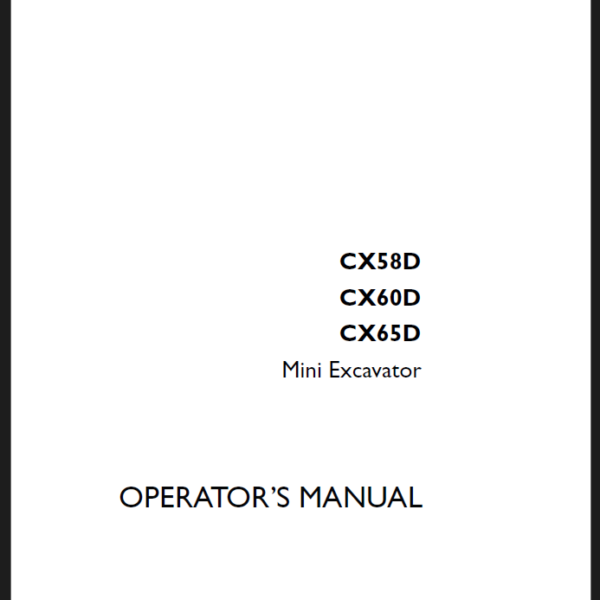 Case CX58D, CX60D, CX65D Mini Excavator Operators Manual (92645679) (November 2024)