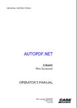 Case CX60C Mini Excavator Operators Manual (92038757) (April 2023)