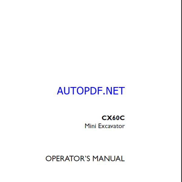 Case CX60C Mini Excavator Operators Manual (92038757) (April 2023)