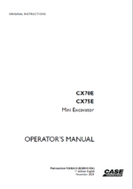 Case CX70E, CX75E Mini Excavator Operators Manual (92646624) (November 2024)