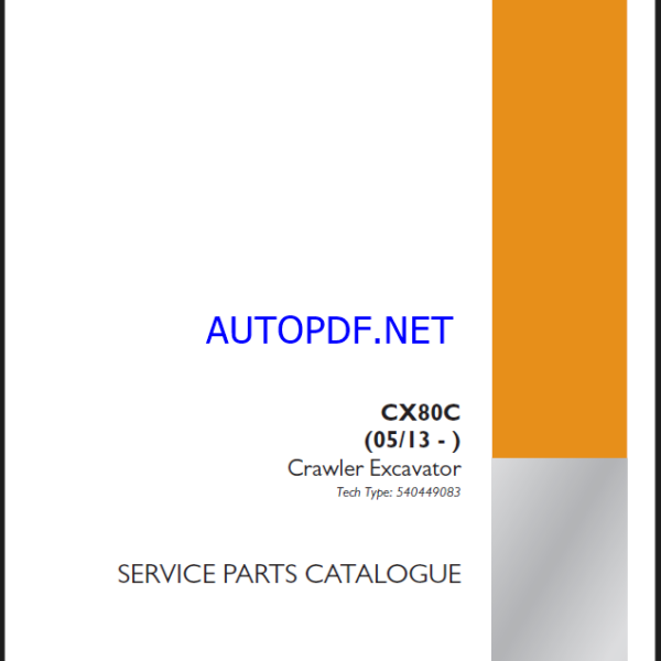 Case CX80C Crawler Excavator Service Parts Catalogue (540449083PC) (January 2025)