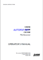 Case CX85E, CX90E, CX100E Mini Excavator Operators Manual (92272459) (October 2024)