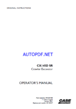 Case CX145D SR Crawler Excavator Operators Manual (90435780) (January 2021)