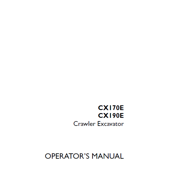 Case CX170E, CX190E Crawler Excavator Operators Manual (91853752) (October 2022)
