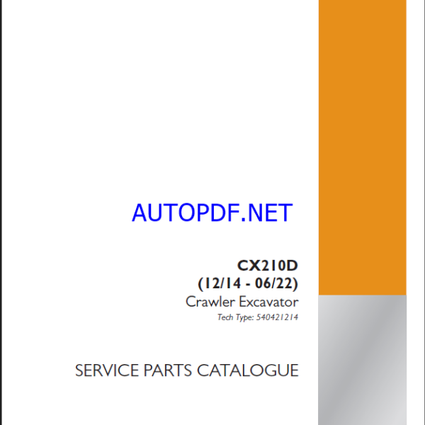 Case CX210D Crawler Excavator Service Parts Catalogue (540421214PC) (January 2025)