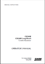 Case CX260E, CX260E Long Reach Crawler Excavator Operators Manual (91896156) (February 2023)