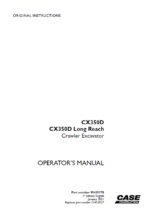 Case CX350D, CX350D Long Reach Crawler Excavator Operators Manual (90435778) (January 2021)