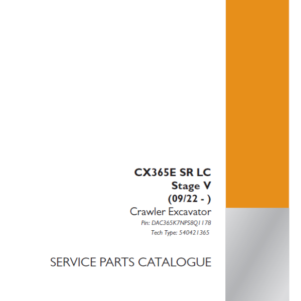 Case CX365E SR LC Stage V Crawler Excavator Service Parts Catalogue (540421365PC) (June 2024)