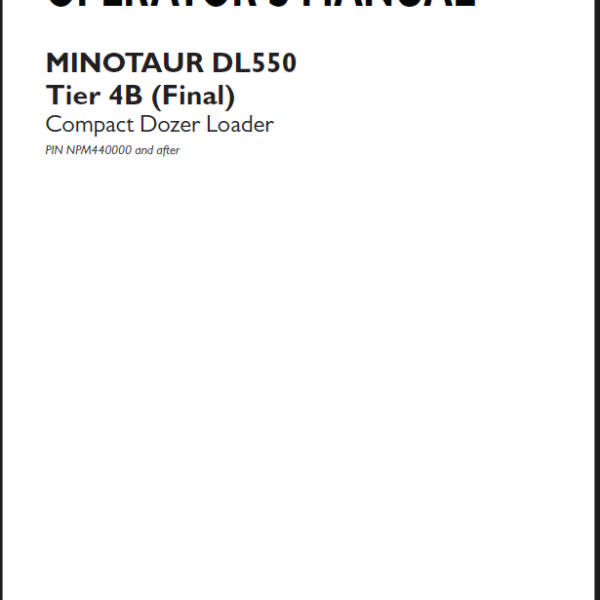 Case DL550 Minotaur Tier 4B Final Compact Dozer Loader Operators Manual (92065143) (July 2023)