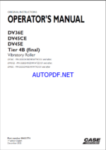 Case DV36E, DV45CE, DV45E Tier 4B Final Vibratory Roller Operators Manual (90431774) (December 2020)