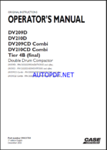 Case DV209D, DV210D, DV209CD Combi, DV210CD Combi Tier 4B Final Double Drum Compactor Operators Manual (90431768) (December 2020)