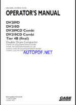 Case DV209D, DV210D, DV209CD Combi, DV210CD Combi Tier 4B Final Double Drum Compactor Operators Manual (92116164) (October 2023)