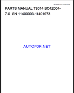 Takeuchi TB014 Mini Excavator Parts Manual (BC4Z004-7-0)