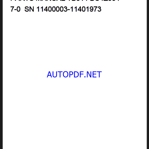 Takeuchi TB014 Mini Excavator Parts Manual (BC4Z004-7-0)