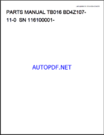 Takeuchi TB016 Mini Excavator Parts Manual (BD4Z107-11-0)