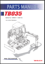 Takeuchi TB035 Mini Excavator Parts Manual (PG3-102Z8)