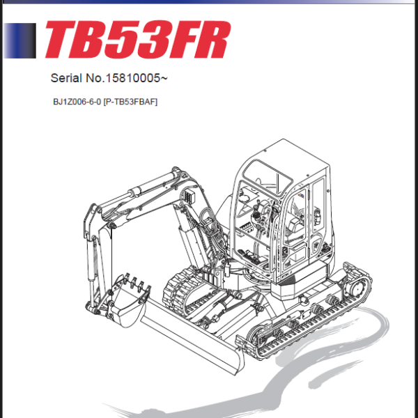 Takeuchi TB53FR Mini Excavator Parts Manual (BJ1Z006-6-0)