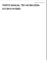 Takeuchi TB1140 Hydraulic Excavator Parts Manual (BN1Z004-8-0)