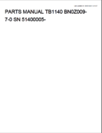 Takeuchi TB1140 Hydraulic Excavator Parts Manual (BN0Z009-7-0)