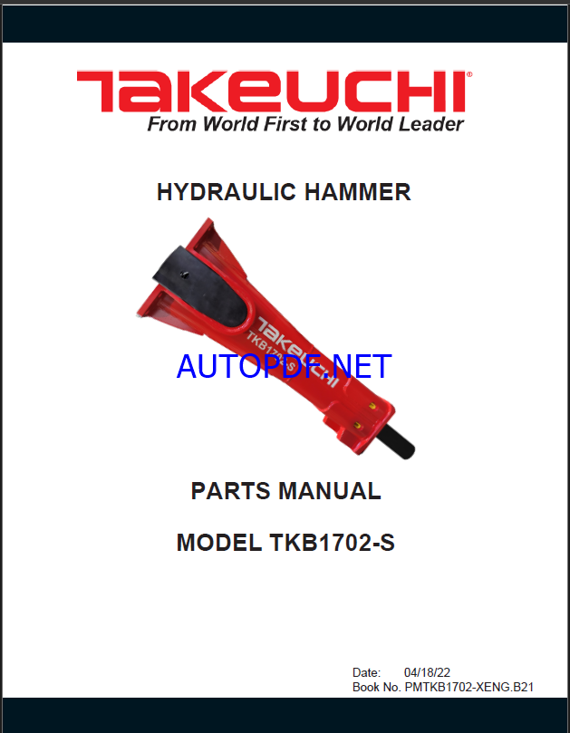 Takeuchi TKB1702-S Hydraulic Hammer Parts Manual