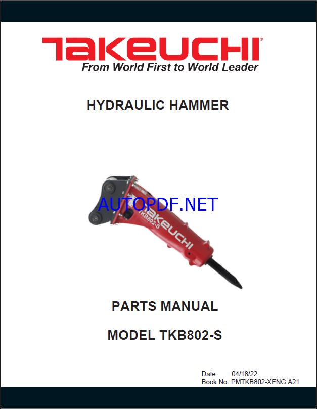 Takeuchi TKB802-S Hydraulic Hammer Parts Manual (PMTKB802-XENG.A21)
