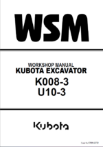 Kubota K008-3 U10-3 Excavator Workshop Manual
