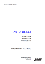 Case 1021F, 1121F Tier 4 Wheel Loader Operators Manual (47557858) (December 2013)
