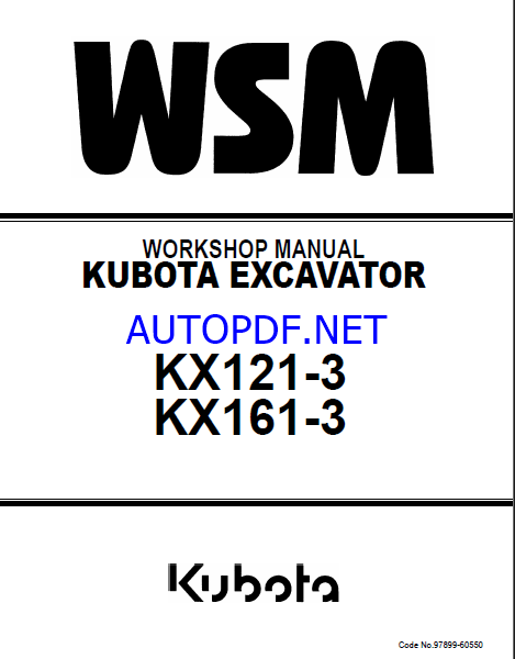 Kubota KX121-3 KX161-3 Excavator Workshop Manual