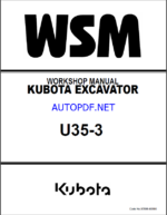 Kubota U35-3 Excavator Book Code 97899-60580 Workshop Manual