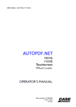 Case 1021G, 1121G Touchscreen Wheel Loader Operators Manual (91762294) (July 2022)